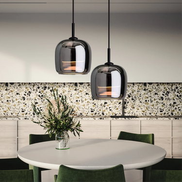 Lampe À Suspension Nordique En Verre Noir-Lampe Veilleuse